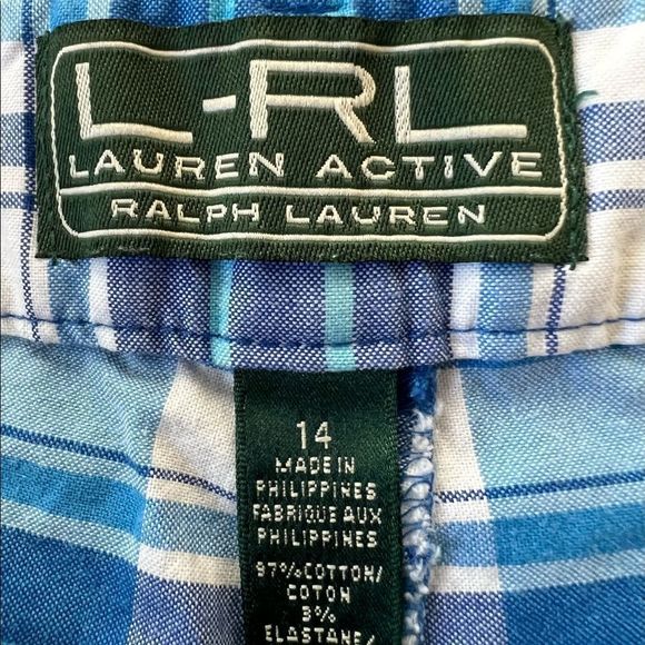 Womens Lauren Ralph Lauren Active Blue White Plaid Shorts Size 14 - Picture 4 of 5